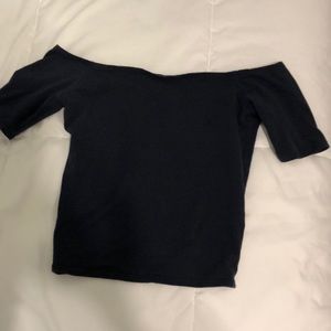 Navy blue off the shoulder crop top